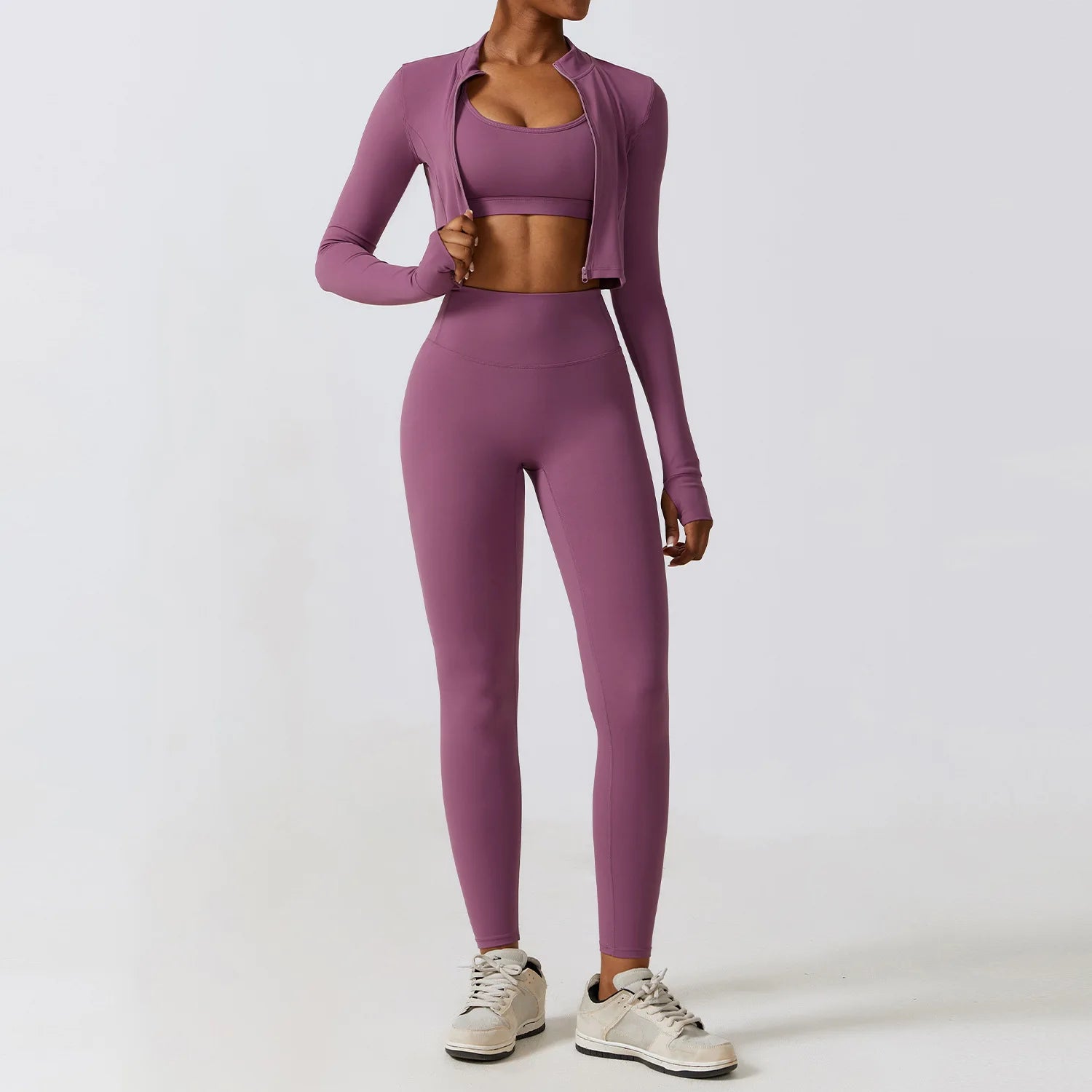 Conjunto Fitness Academia Inverno Elegance + Jaqueta - Zero Transparência - Loja Triton Sports