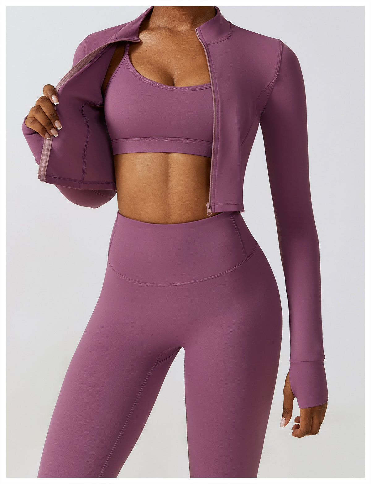Conjunto Fitness Academia Inverno Elegance + Jaqueta - Zero Transparência - Loja Triton Sports