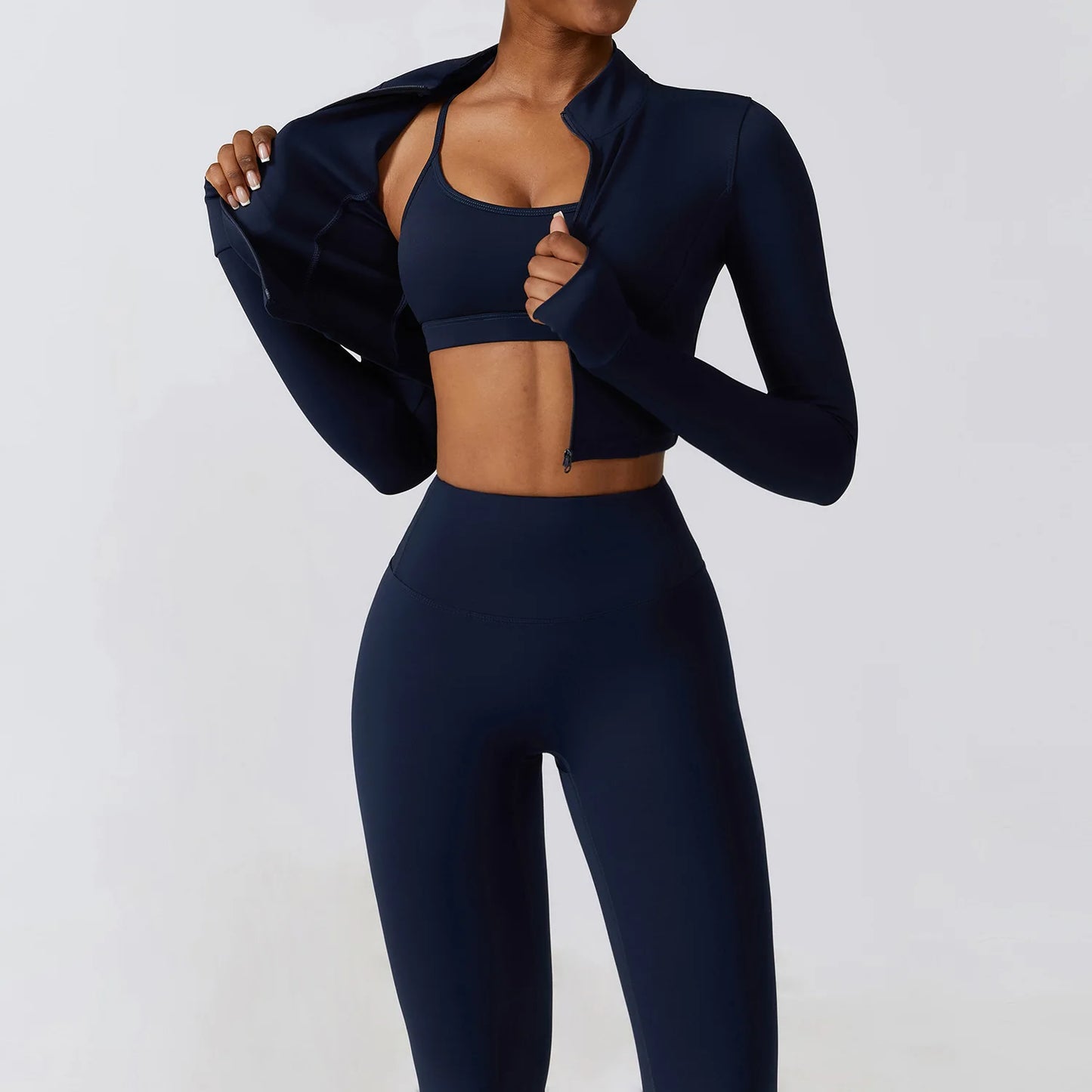 Conjunto Fitness Academia Inverno Elegance + Jaqueta - Zero Transparência - Loja Triton Sports 