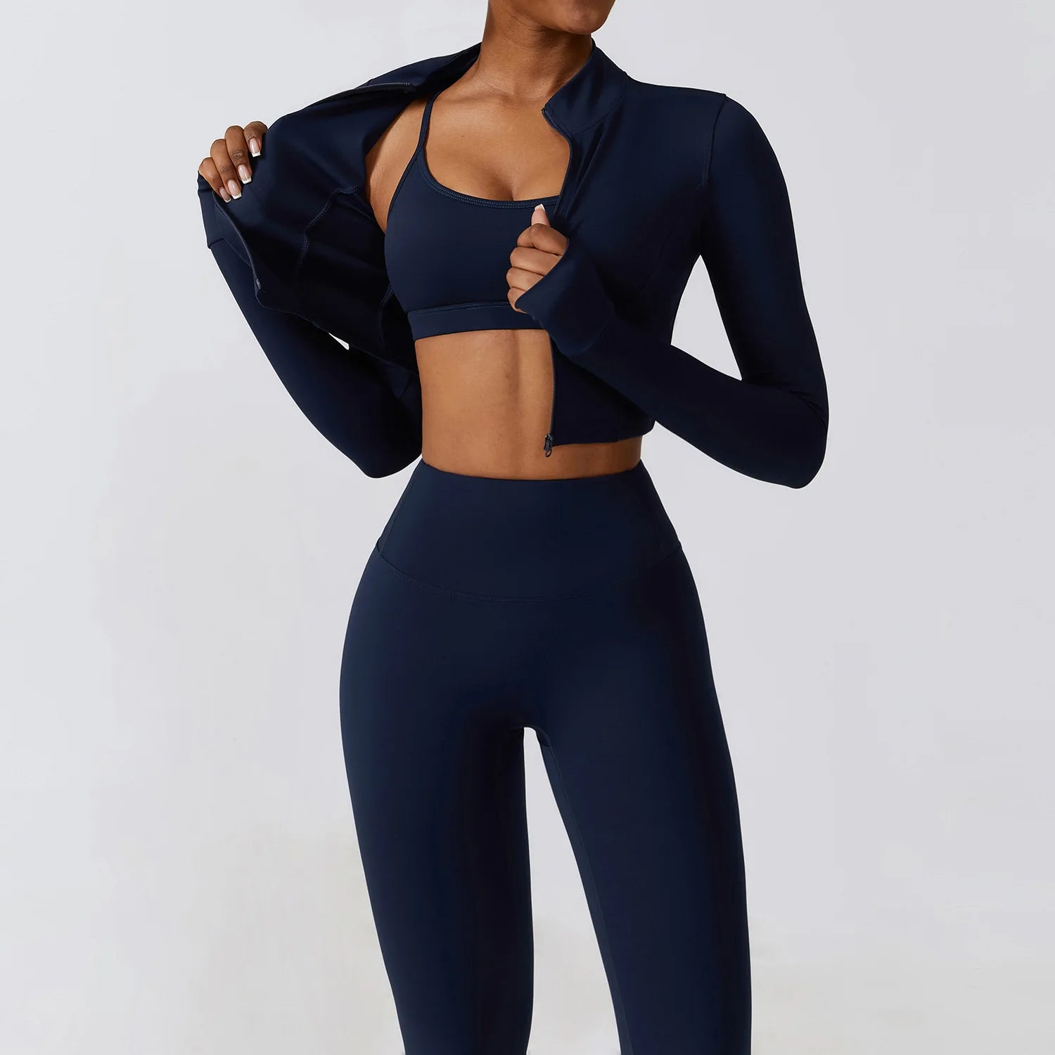 Conjunto Fitness Academia Inverno Elegance + Jaqueta - Zero Transparência - Loja Triton Sports 