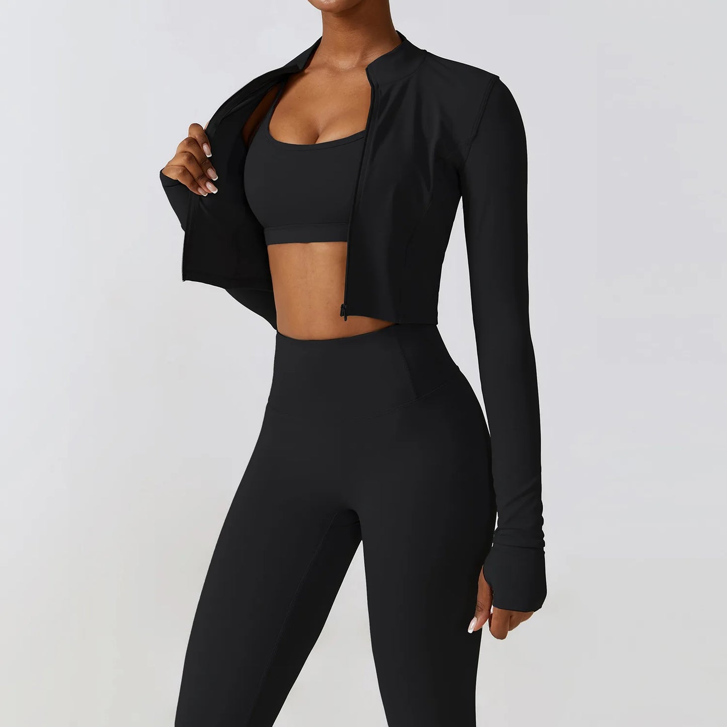 Conjunto Fitness Academia Inverno Elegance + Jaqueta - Zero Transparência - Loja Triton Sports