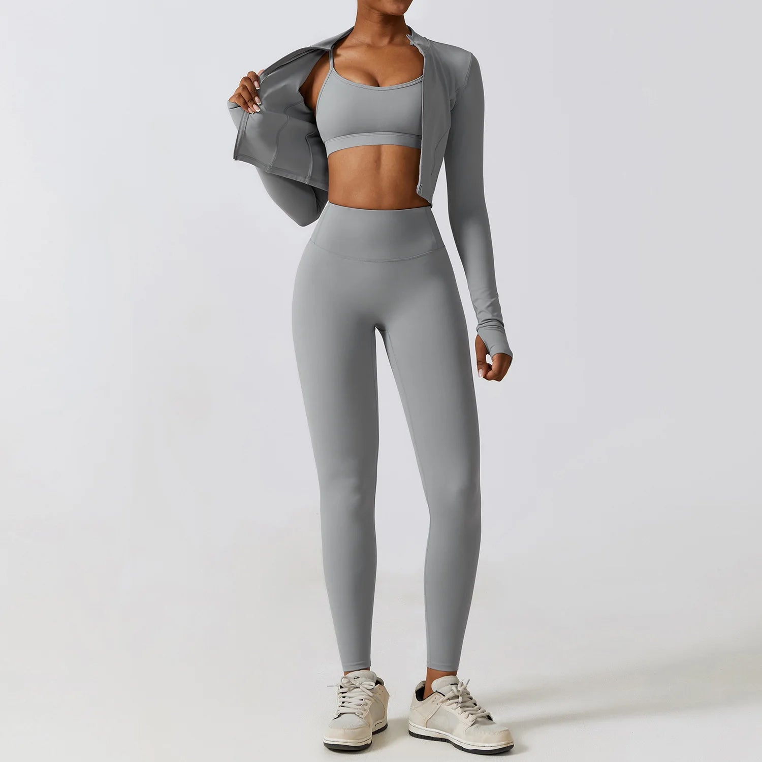 Conjunto Fitness Academia Inverno Elegance + Jaqueta - Zero Transparência - Loja Triton Sports